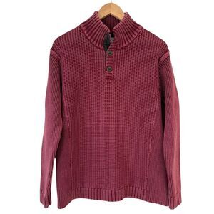 Carbon2Cobalt Mens Chunky Thick Cotton Knit Fireside Red Pullover Sweater Mens L